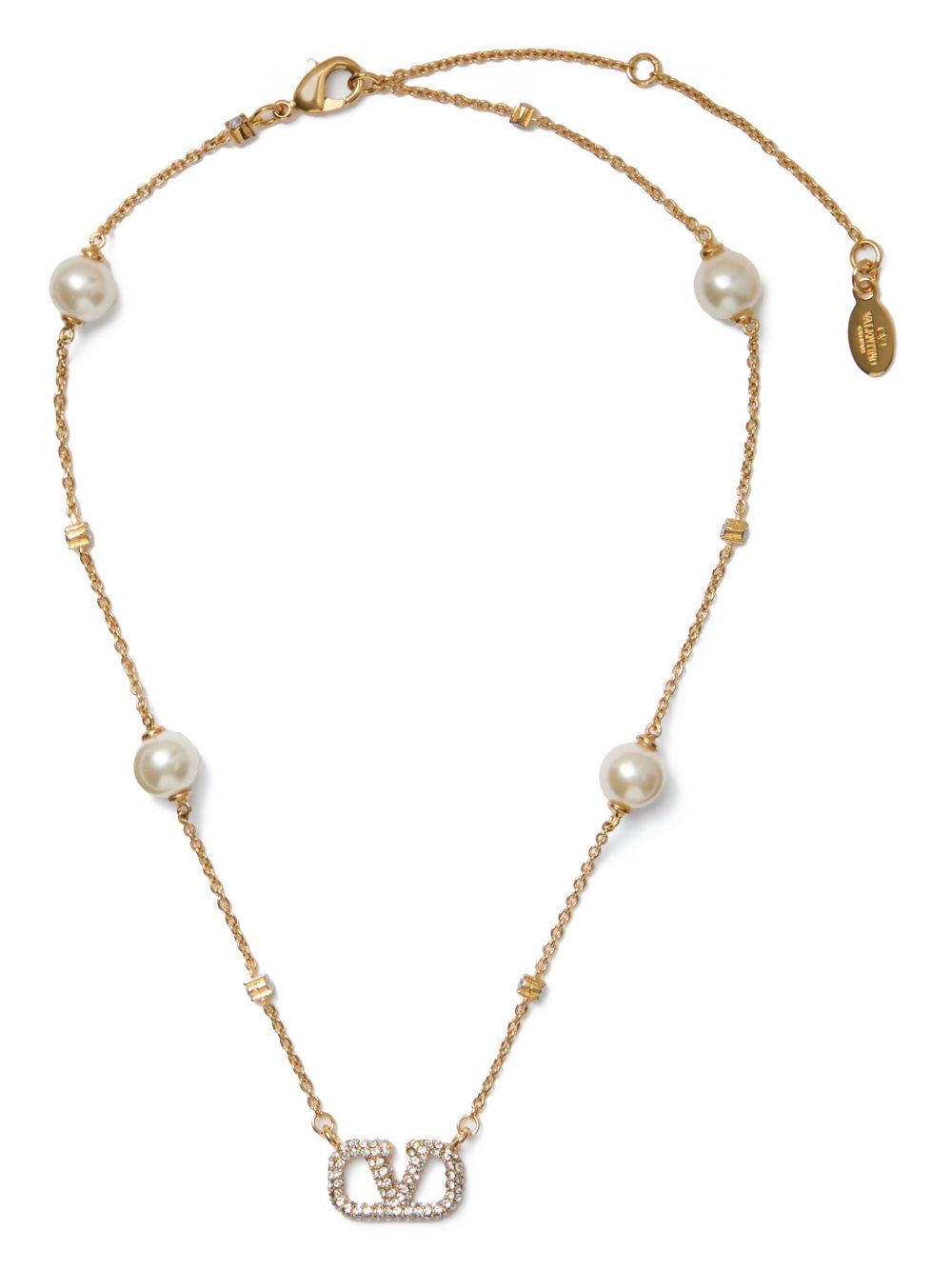 WJ0W72QVSY49 브이로고 네크리스 위드 PEARLS AND SWAROWSKI 크리스탈